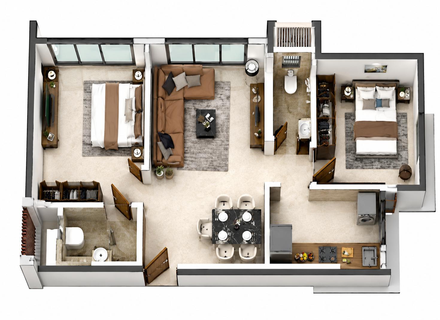 2BHK Signature floor plan