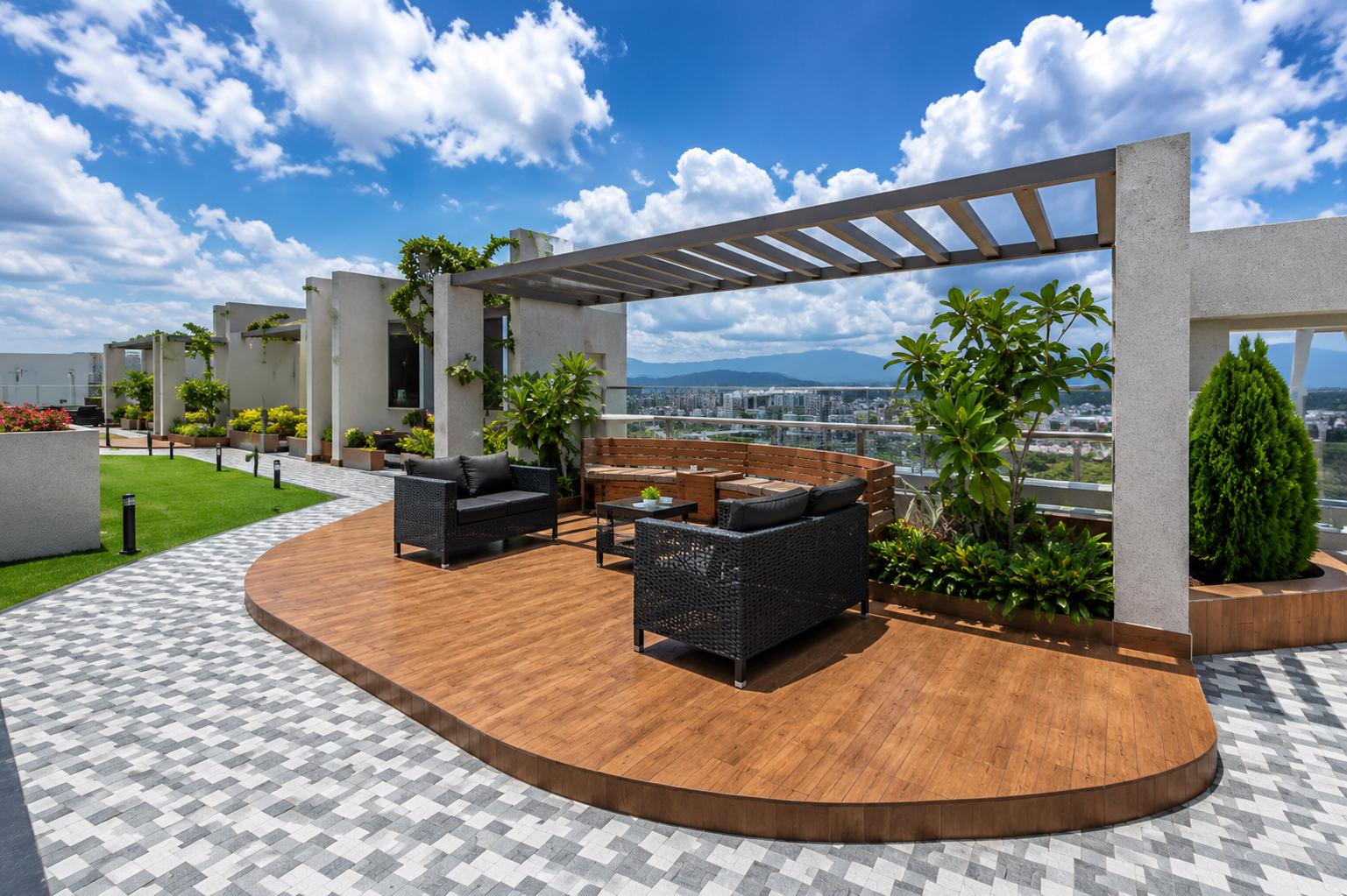 Rooftop terrace at Delta Meadows, Andheri West