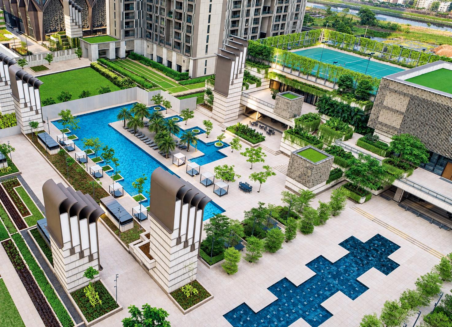 Swimming pool at Lodha Aura, Wadala East