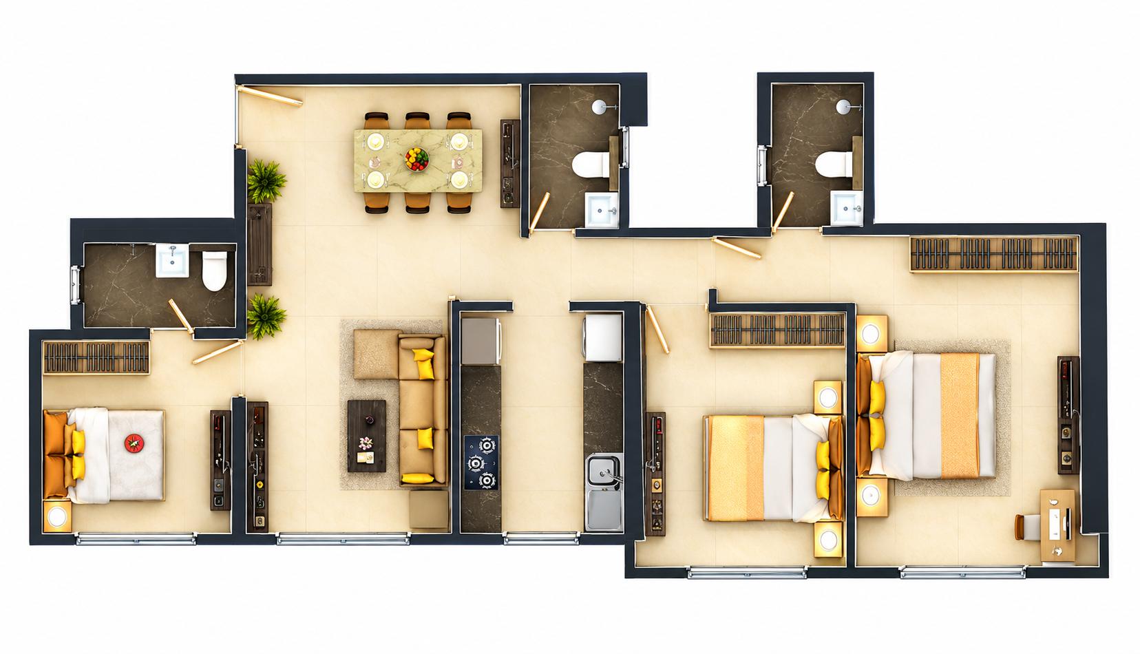 3BHK Elite floor plan