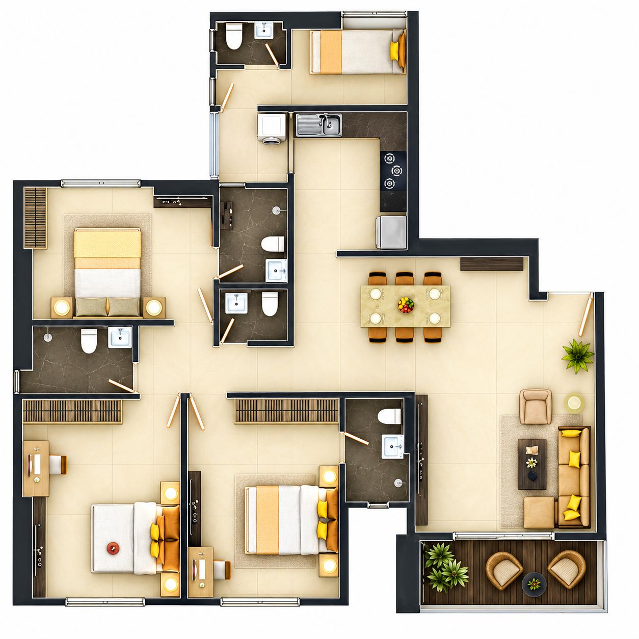 3BHK Signature floor plan