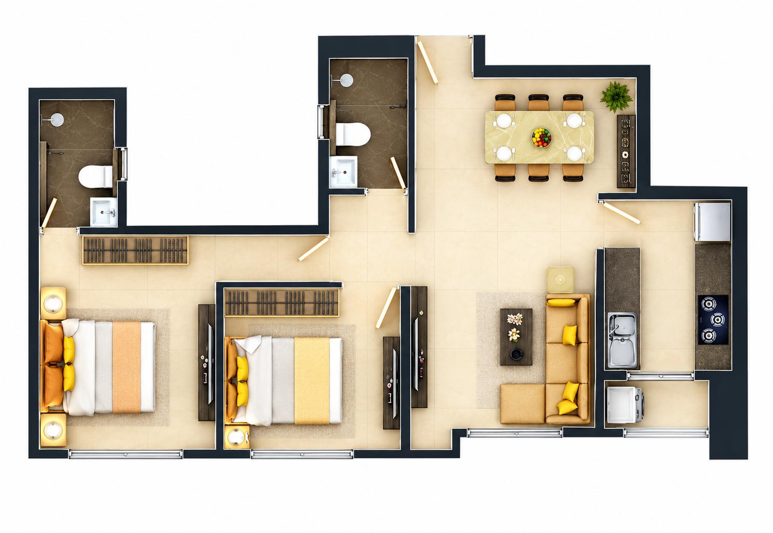 2BHK Signature floor plan