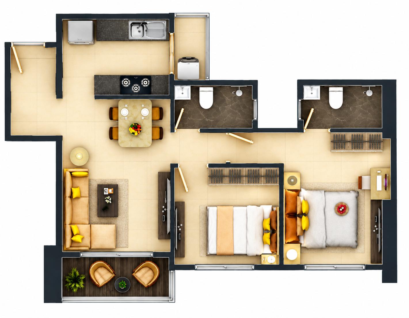 2BHK Premium floor plan
