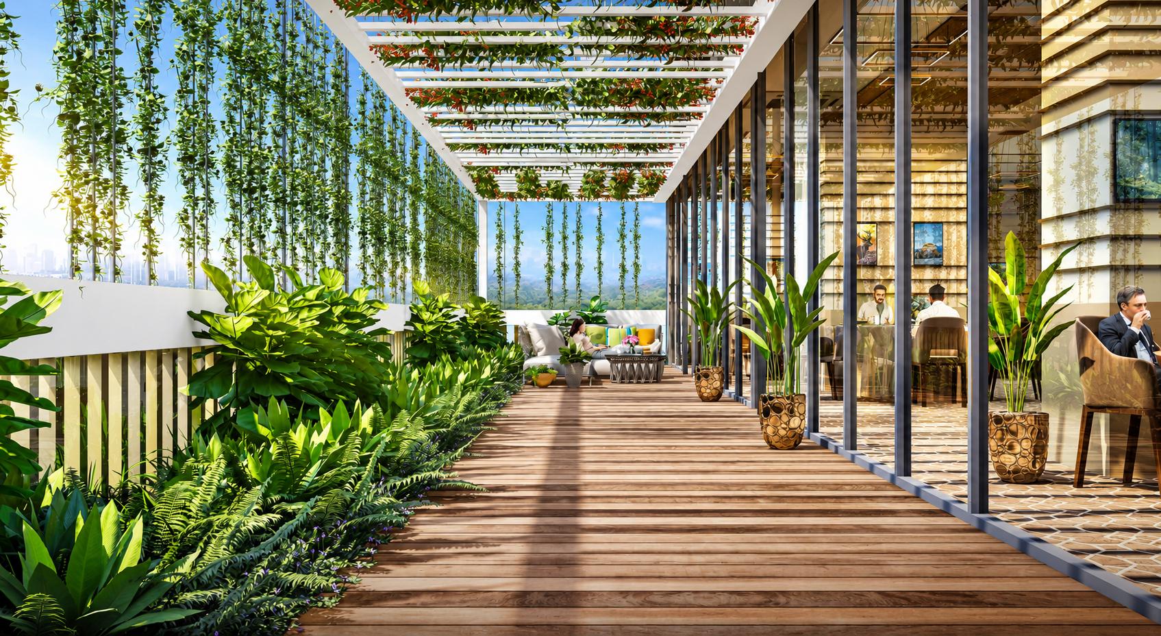 Landscaped gardens at Dosti Mezzo 22, Sion
