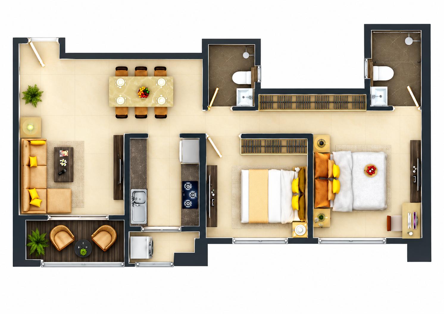 2BHK Luxury floor plan