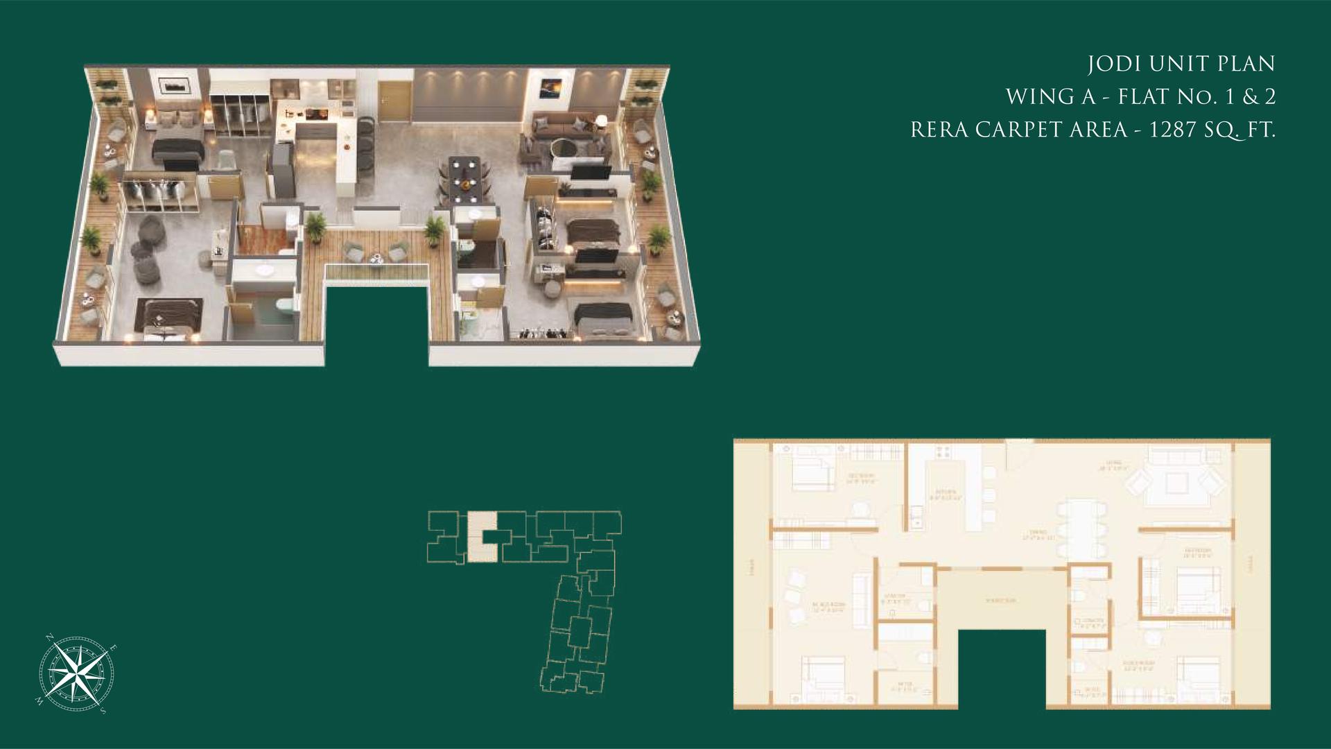 2 BHK - Jodi 1 floor plan