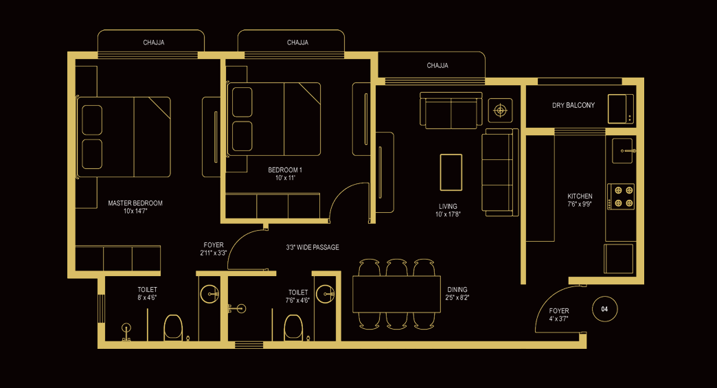 3BHK Premium floor plan