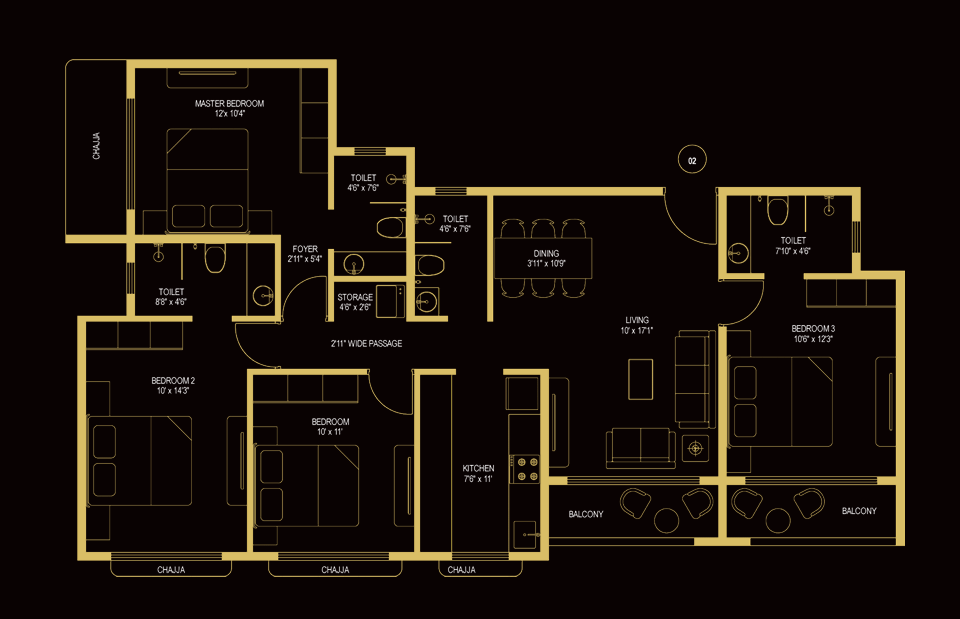 4BHK floor plan
