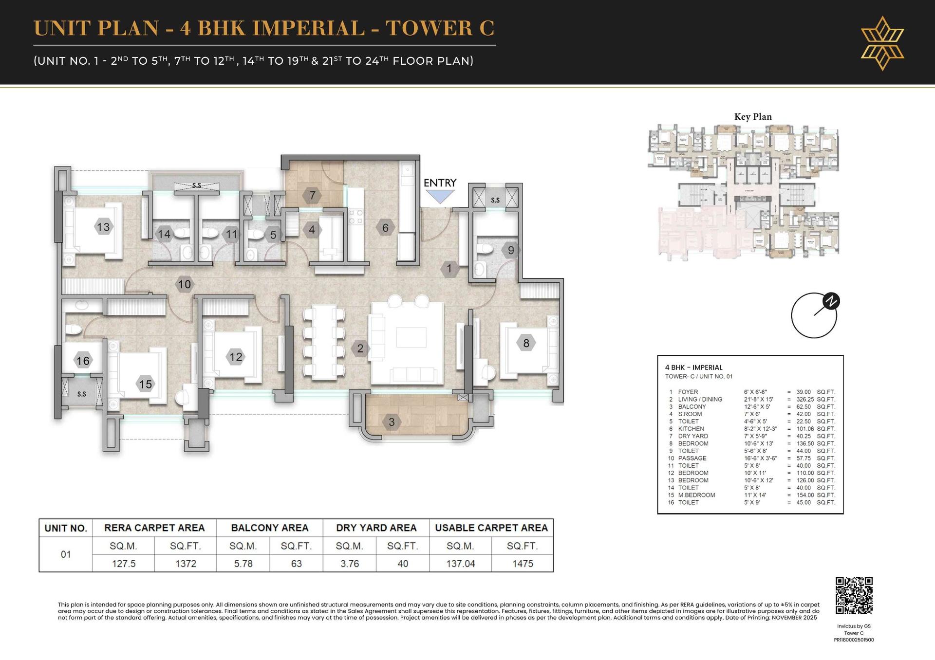 4BHK floor plan
