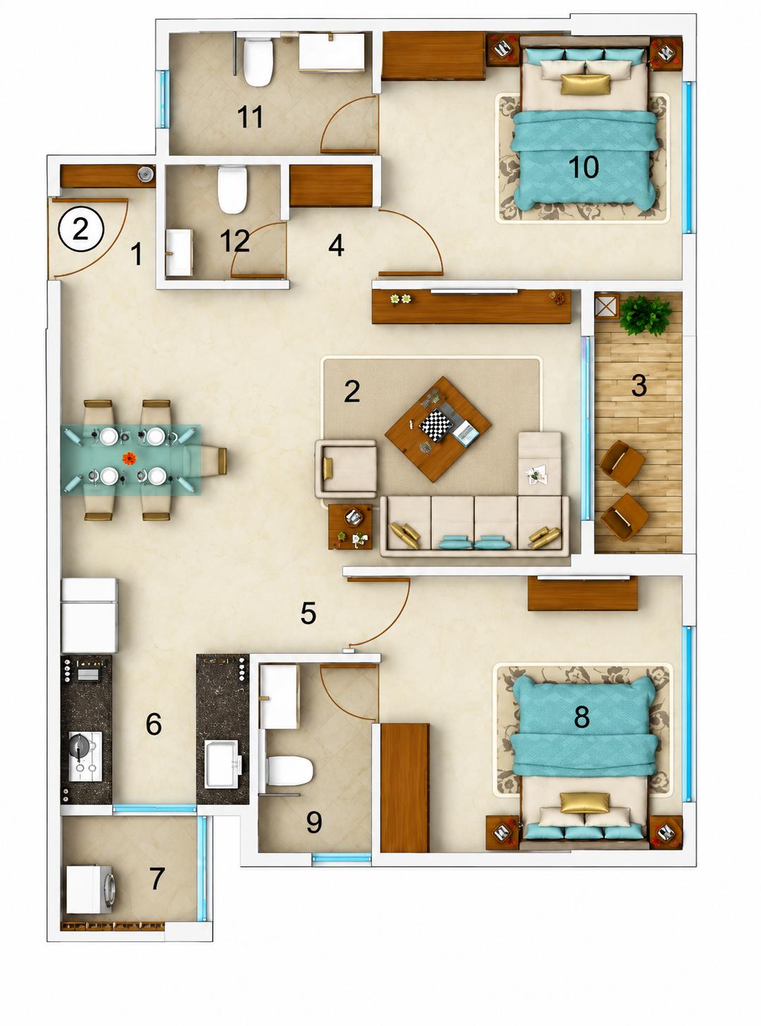 2BHK Premium floor plan