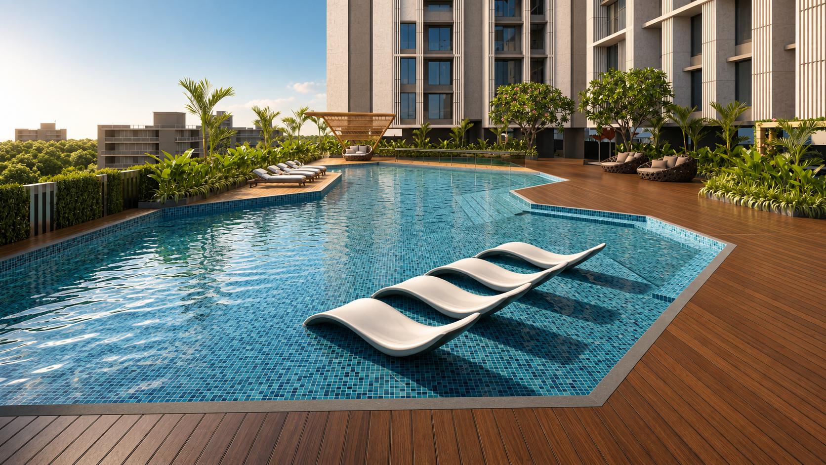 Swimming pool at Kalpataru Elaara, Goregaon West