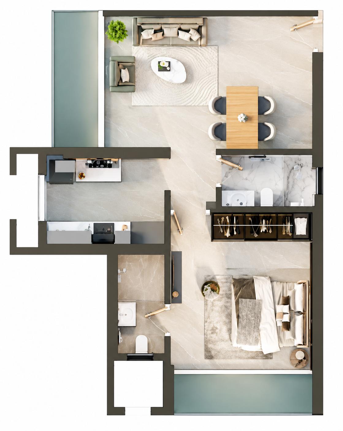 1 BHK floor plan