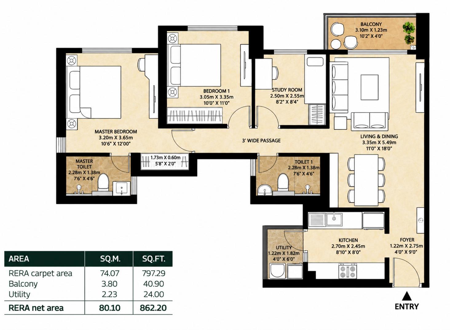 2.5BHK floor plan