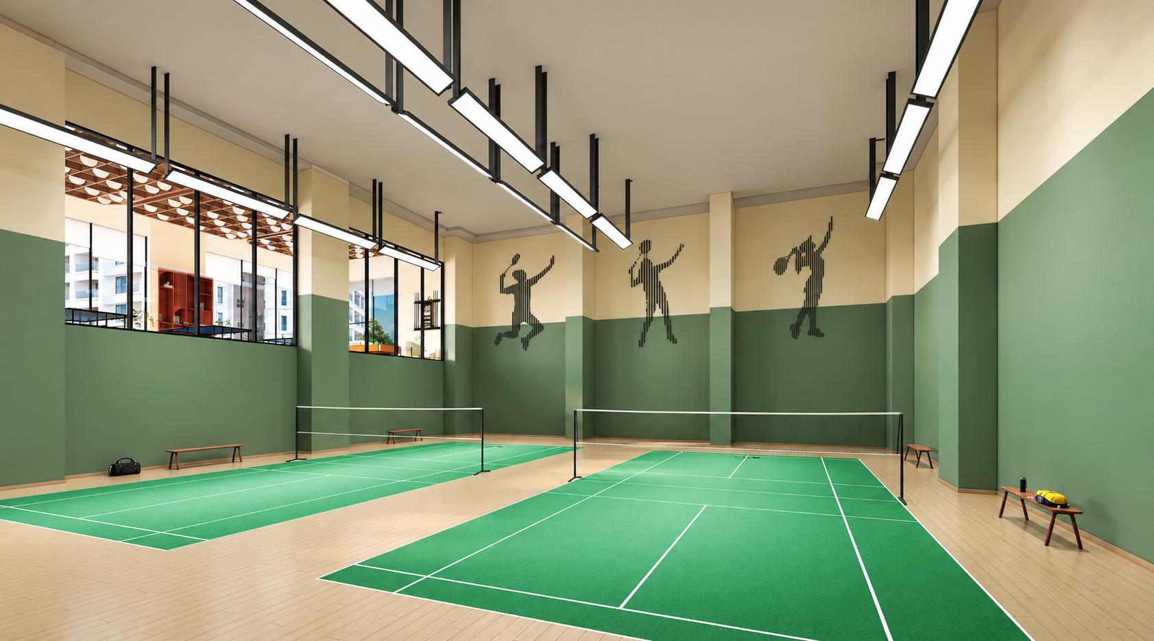 Badminton court at Mahindra Rainforest, Kanjurmarg