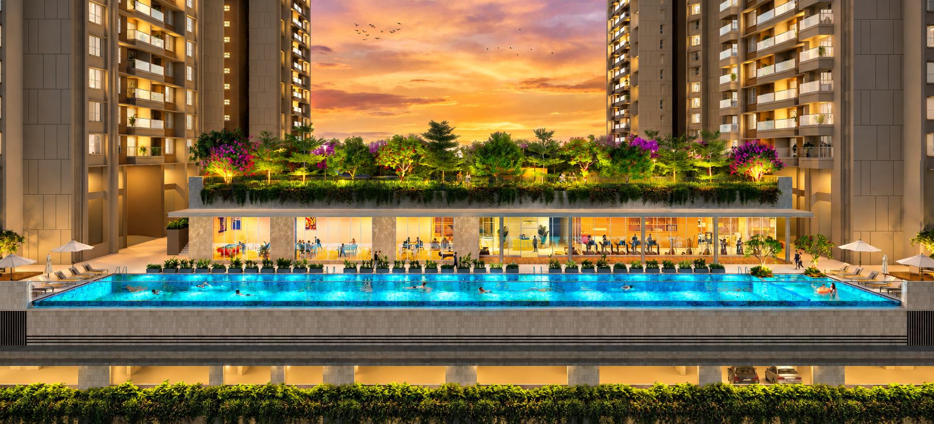 Swimming pool at Mahindra Rainforest, Kanjurmarg