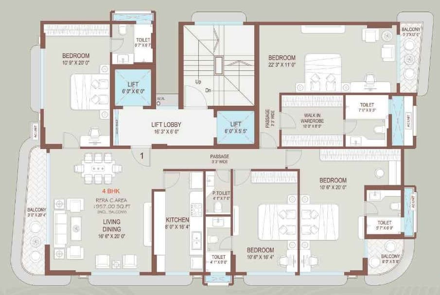 4 BHK floor plan