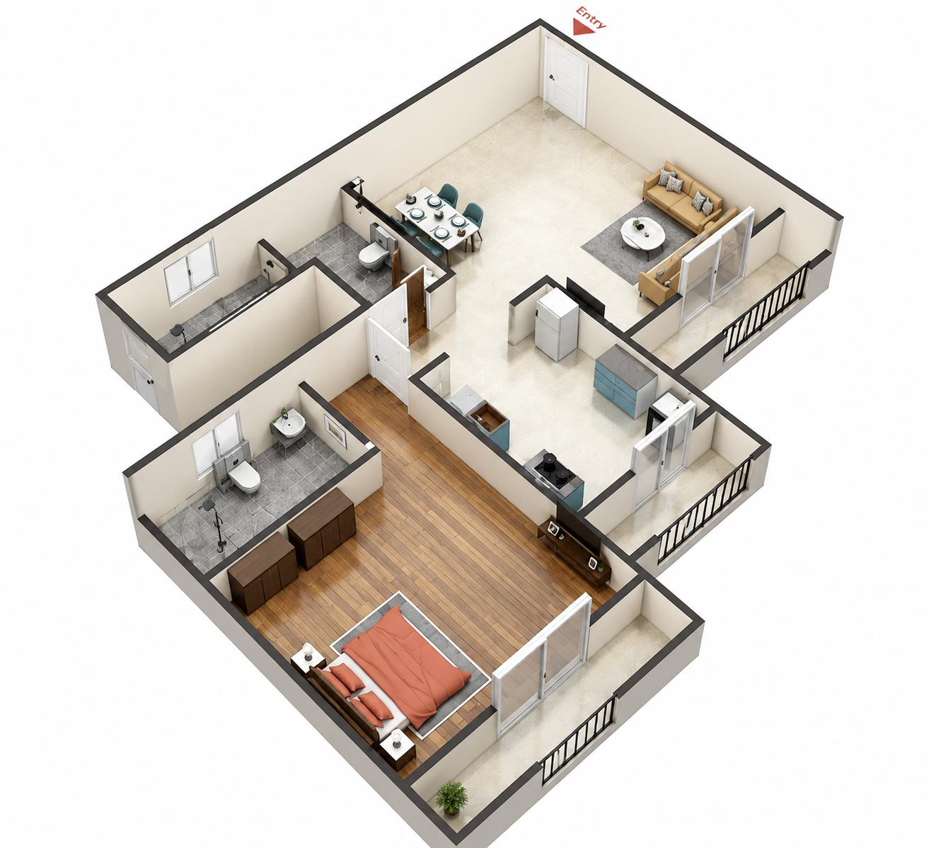 1BHK floor plan
