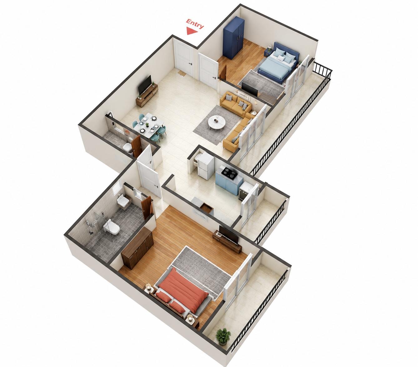 2BHK Luxury floor plan