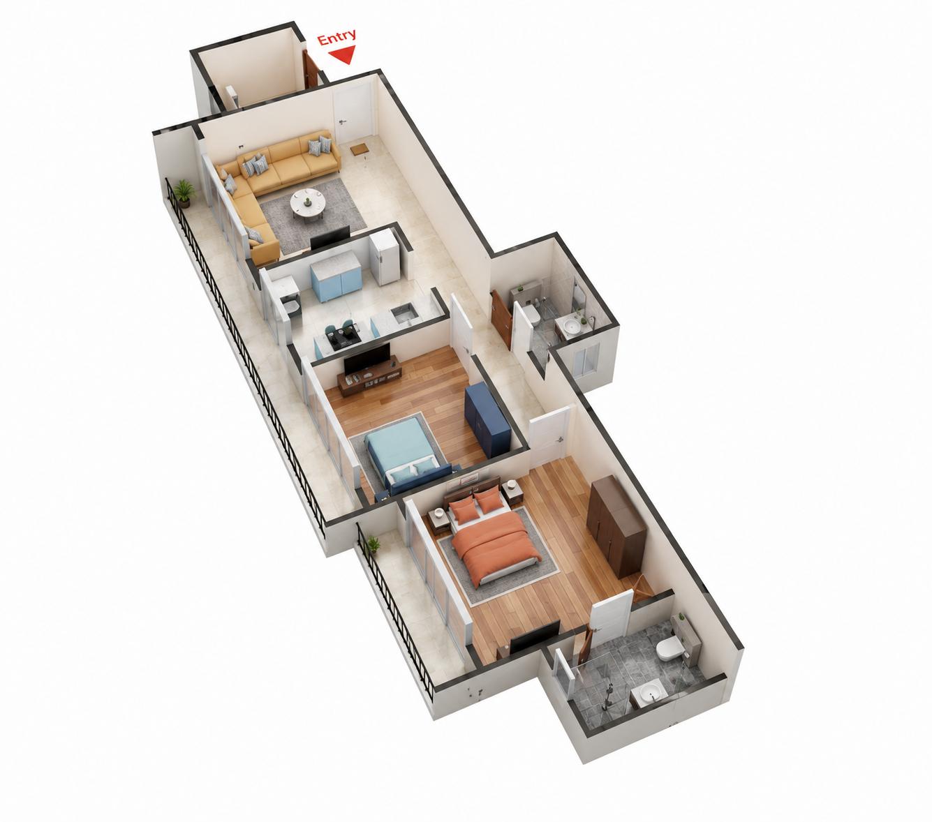 2BHK Premium floor plan
