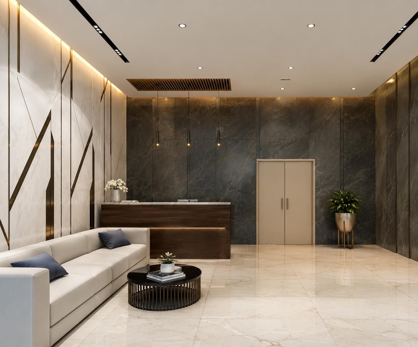 Grand entrance lobby at Rijin Florence, Dahisar West