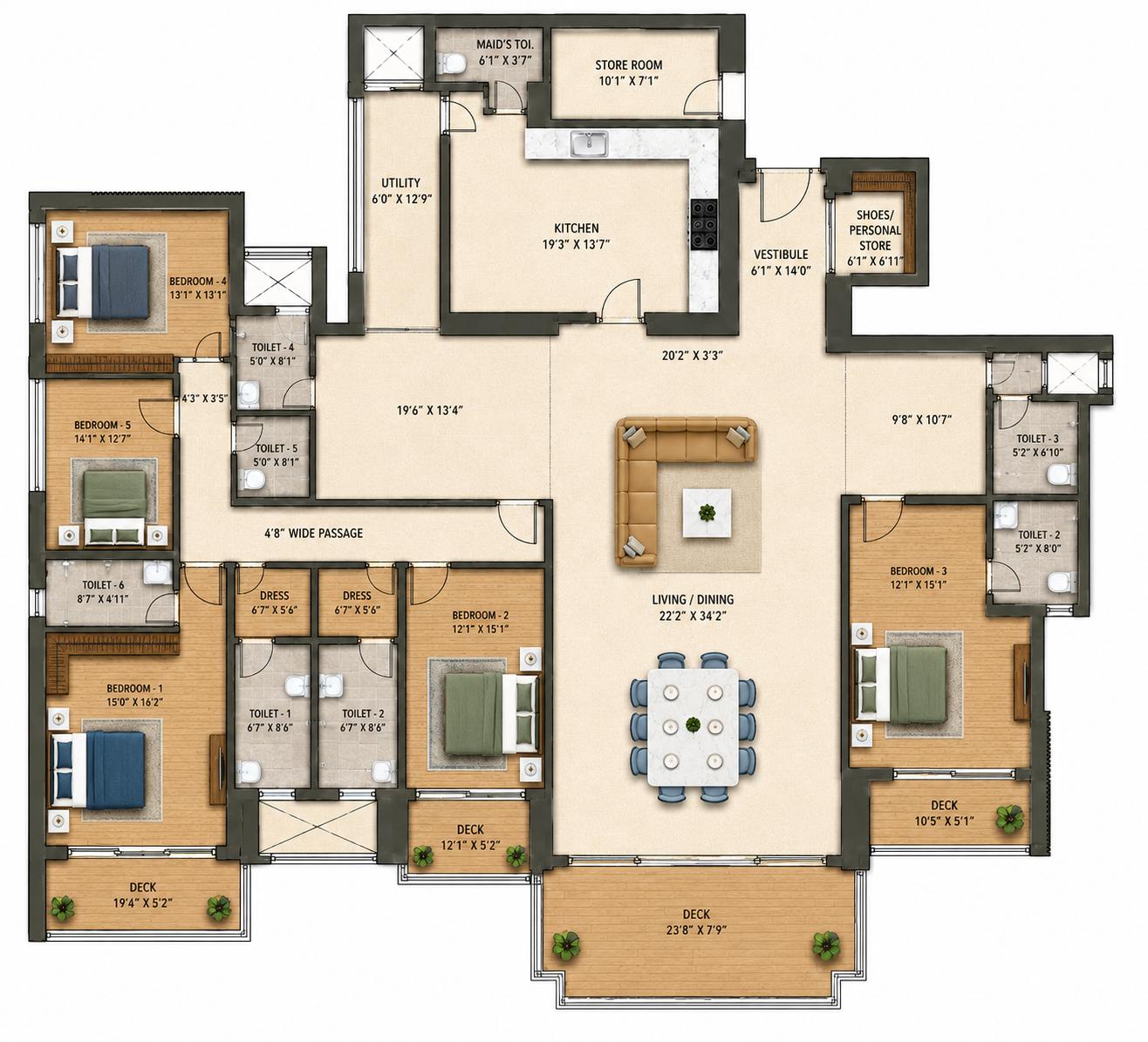 5BHK Premium floor plan