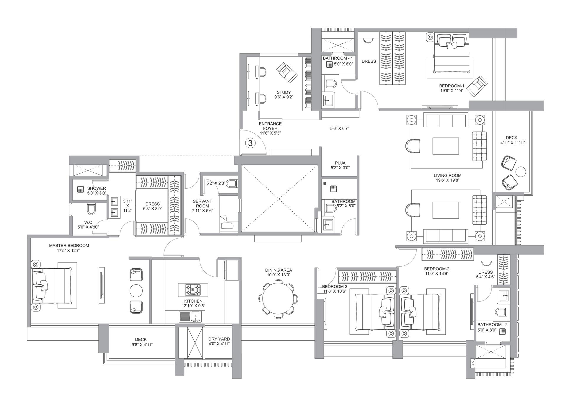 4 BHK Type2 floor plan