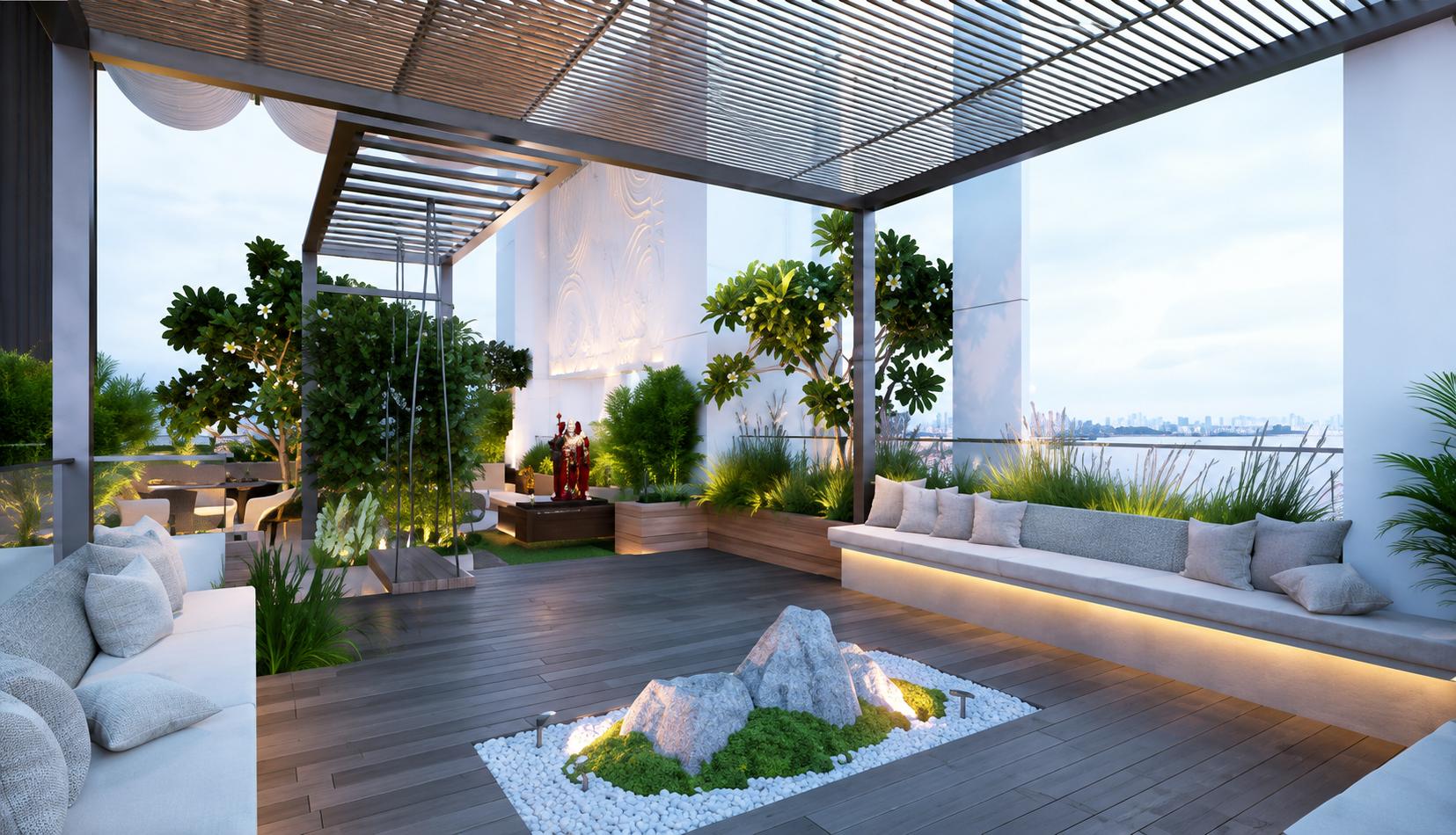 Rooftop terrace at Dhuleva 232, Girgaon