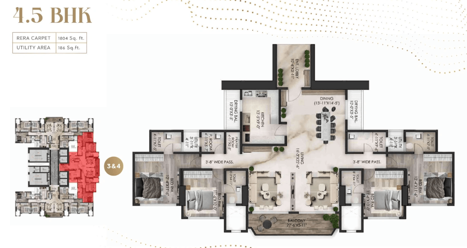 4.5 BHK floor plan