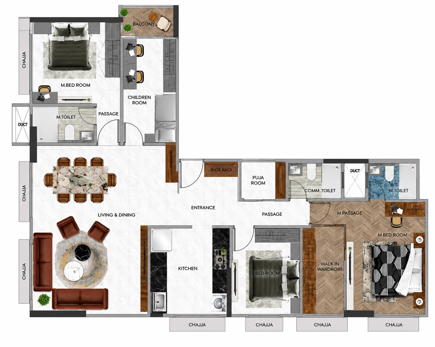 4BHK (Jodi) floor plan