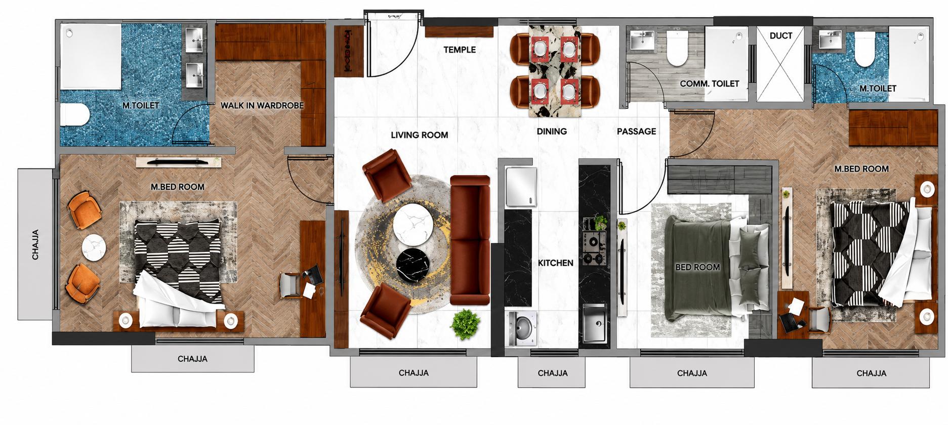 3BHK Premium floor plan