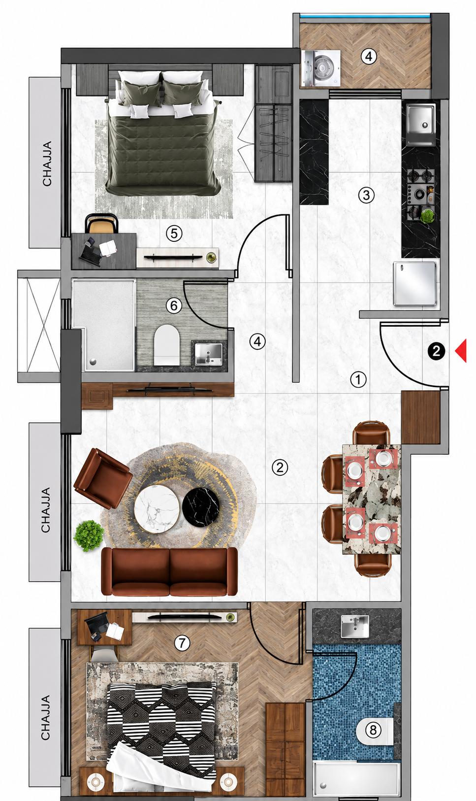 2BHK Premium floor plan