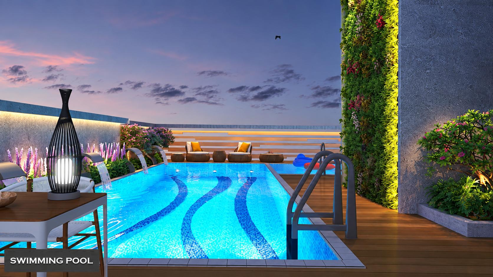 Swimming pool at PCPL Pearl Palace, Santacruz West