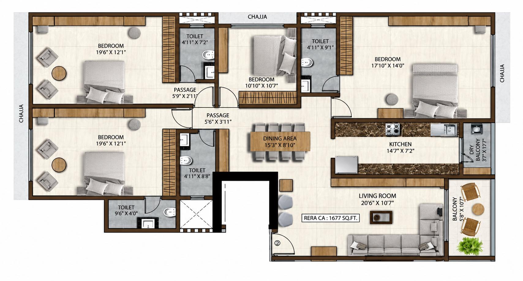 4BHK floor plan