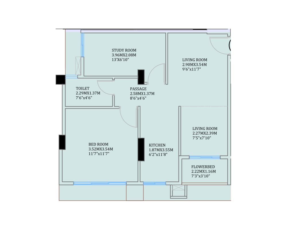 1.5BHK Type2 floor plan
