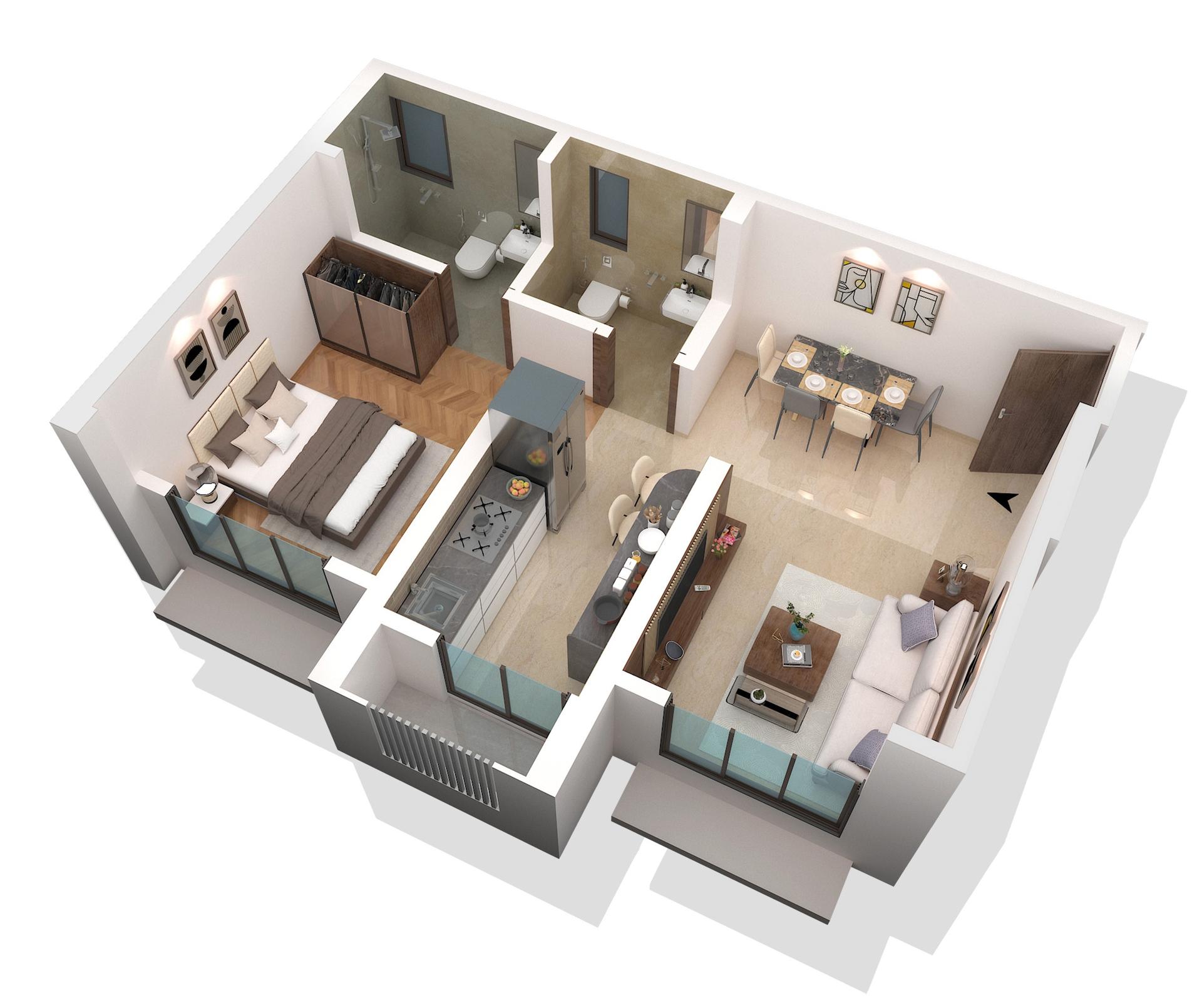 1 BHK floor plan