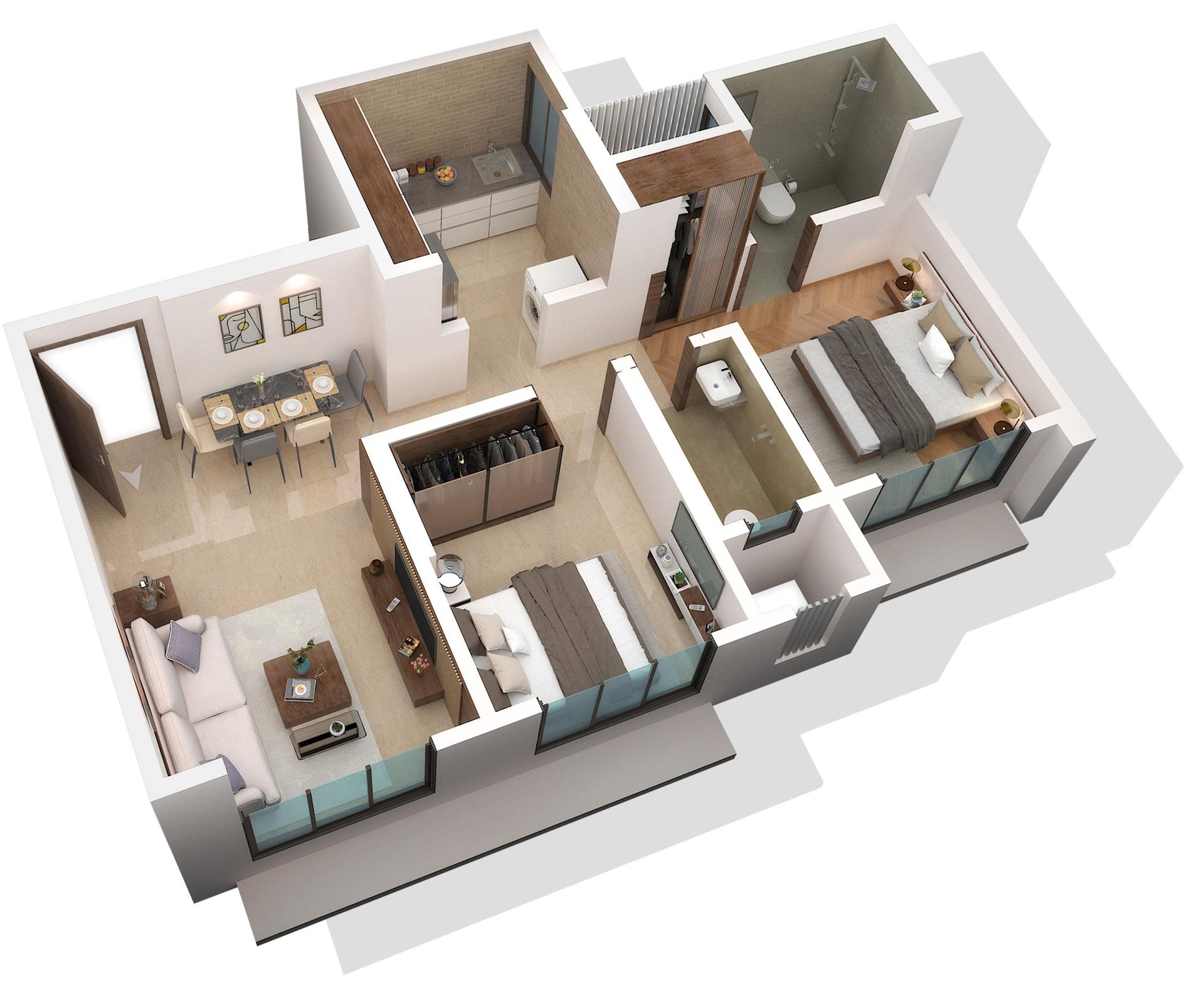 2 BHK floor plan