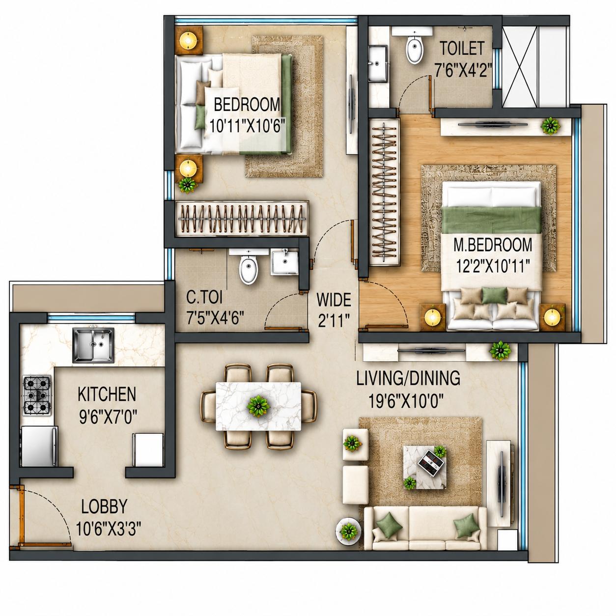 2BHK Signature floor plan