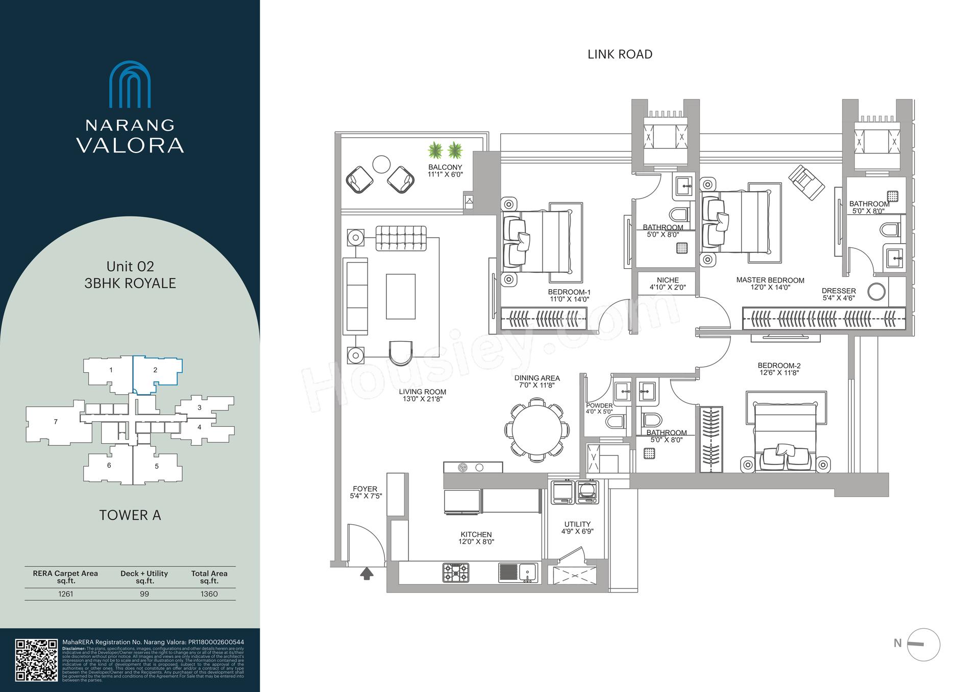 3BHK Type2 floor plan