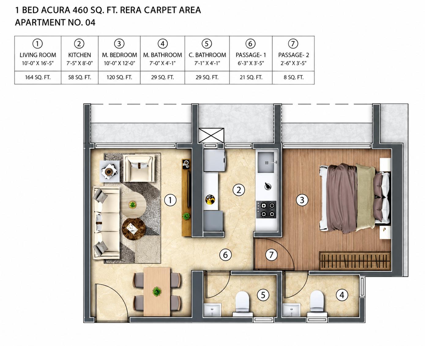 1BHK floor plan