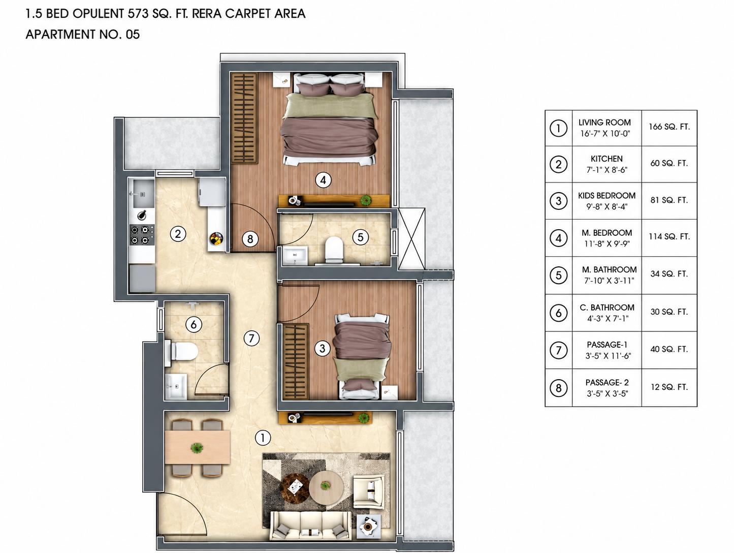 1.5BHK floor plan