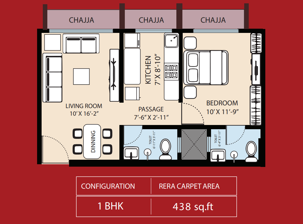 1 BHK floor plan