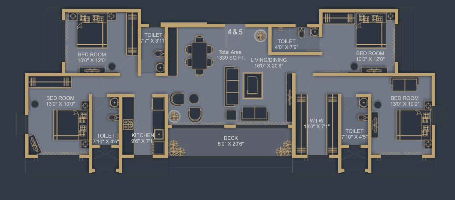 4BHK Jodi (2+2) floor plan