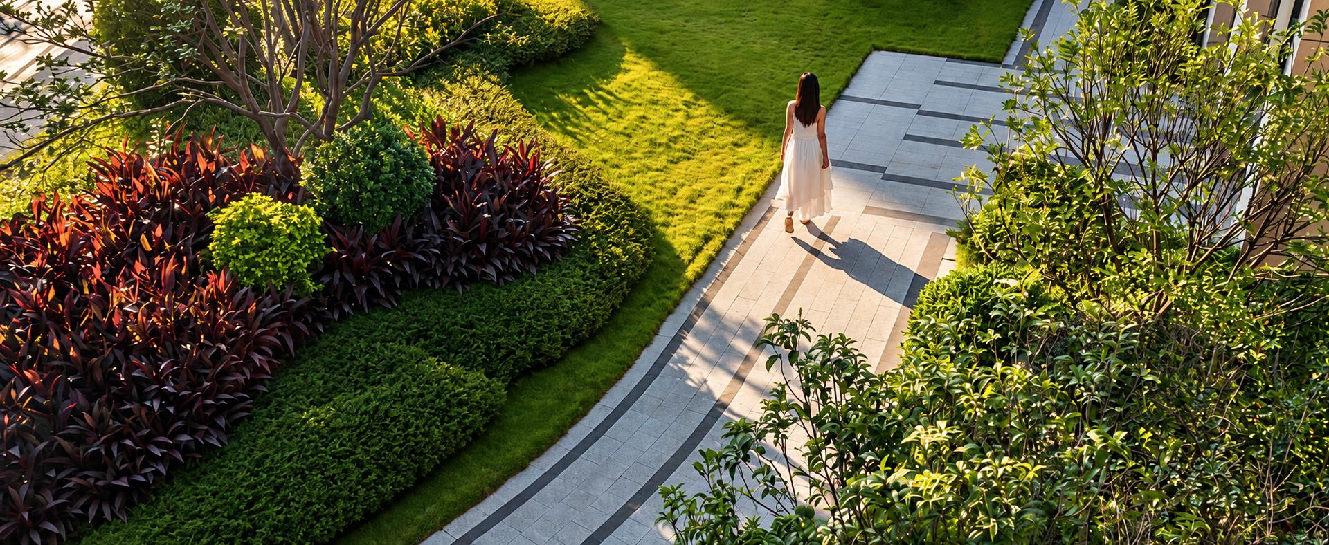 Landscaped gardens at Lodha Aureus, Sewri