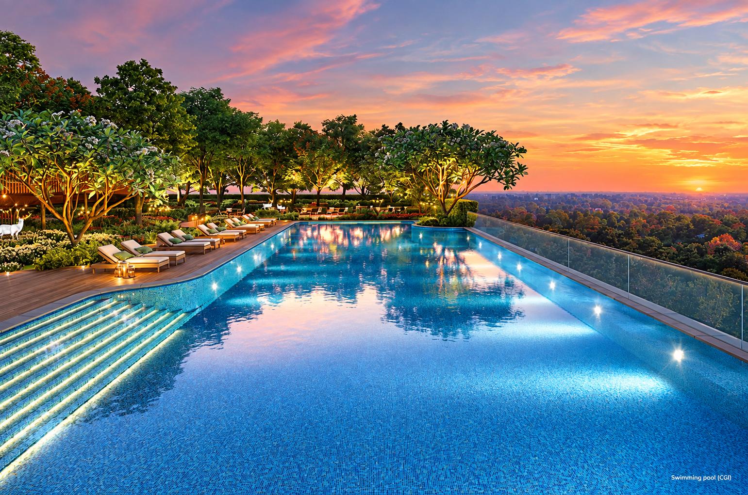 Swimming pool at Lodha Aureus, Sewri