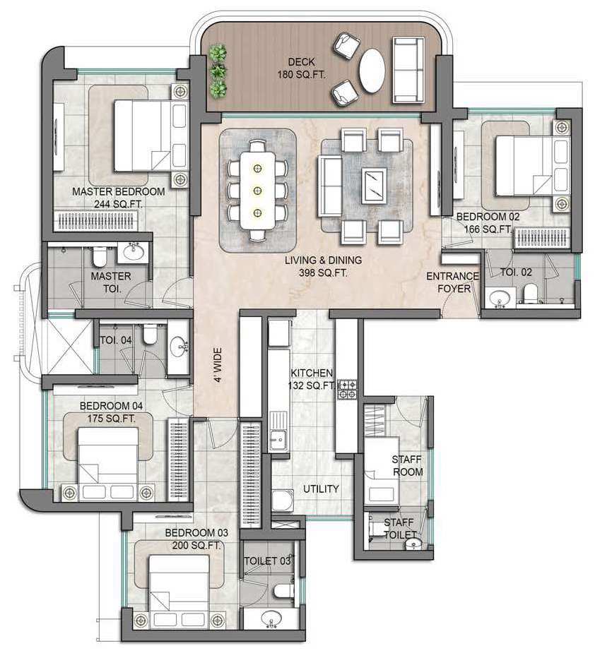 4BHK floor plan