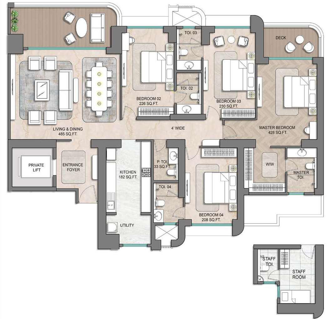 4BHK Large floor plan