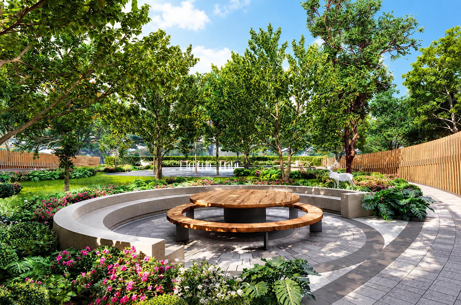 Landscaped gardens at Lodha Aureus, Sewri