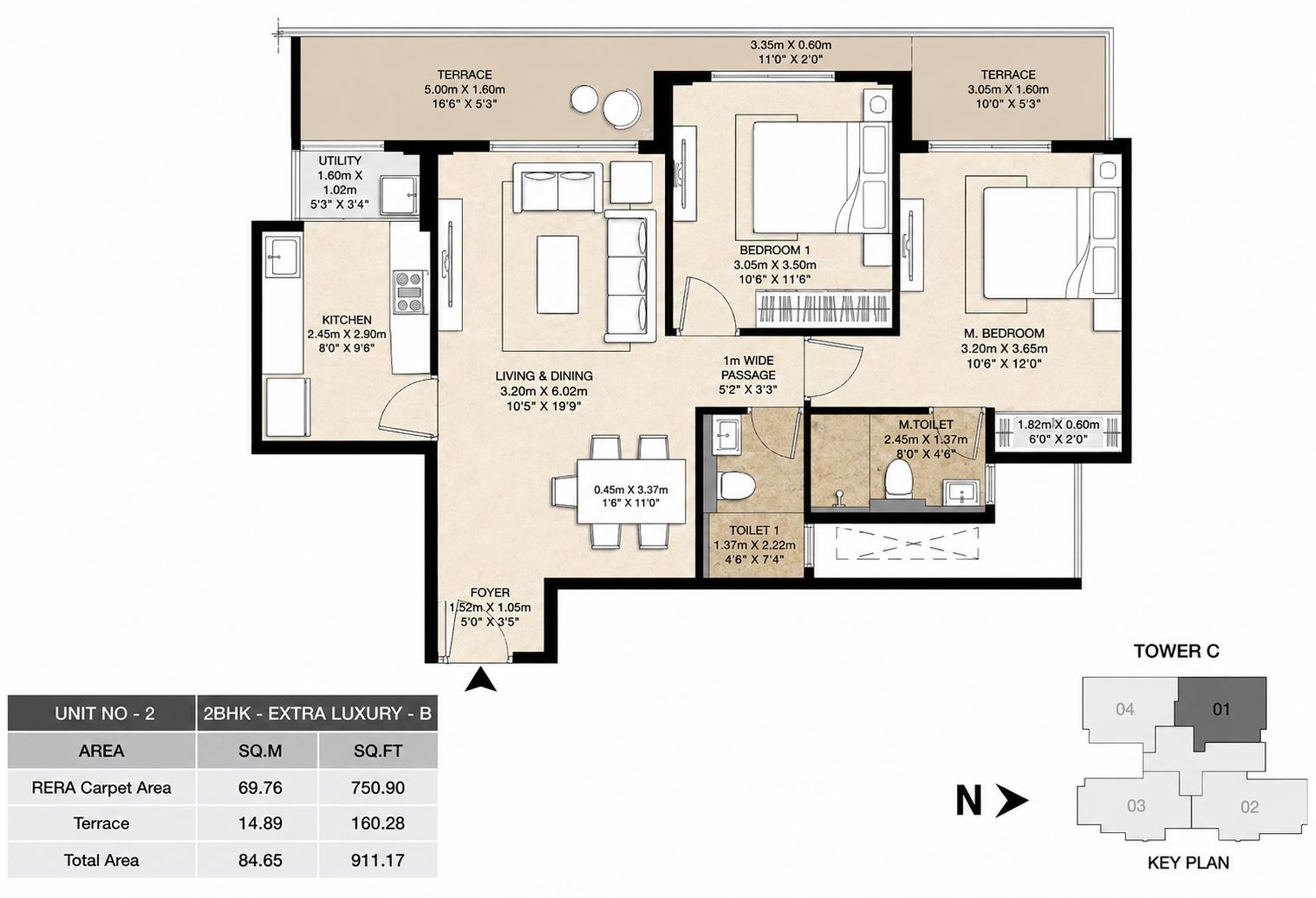 2BHK Extra Luxury B floor plan