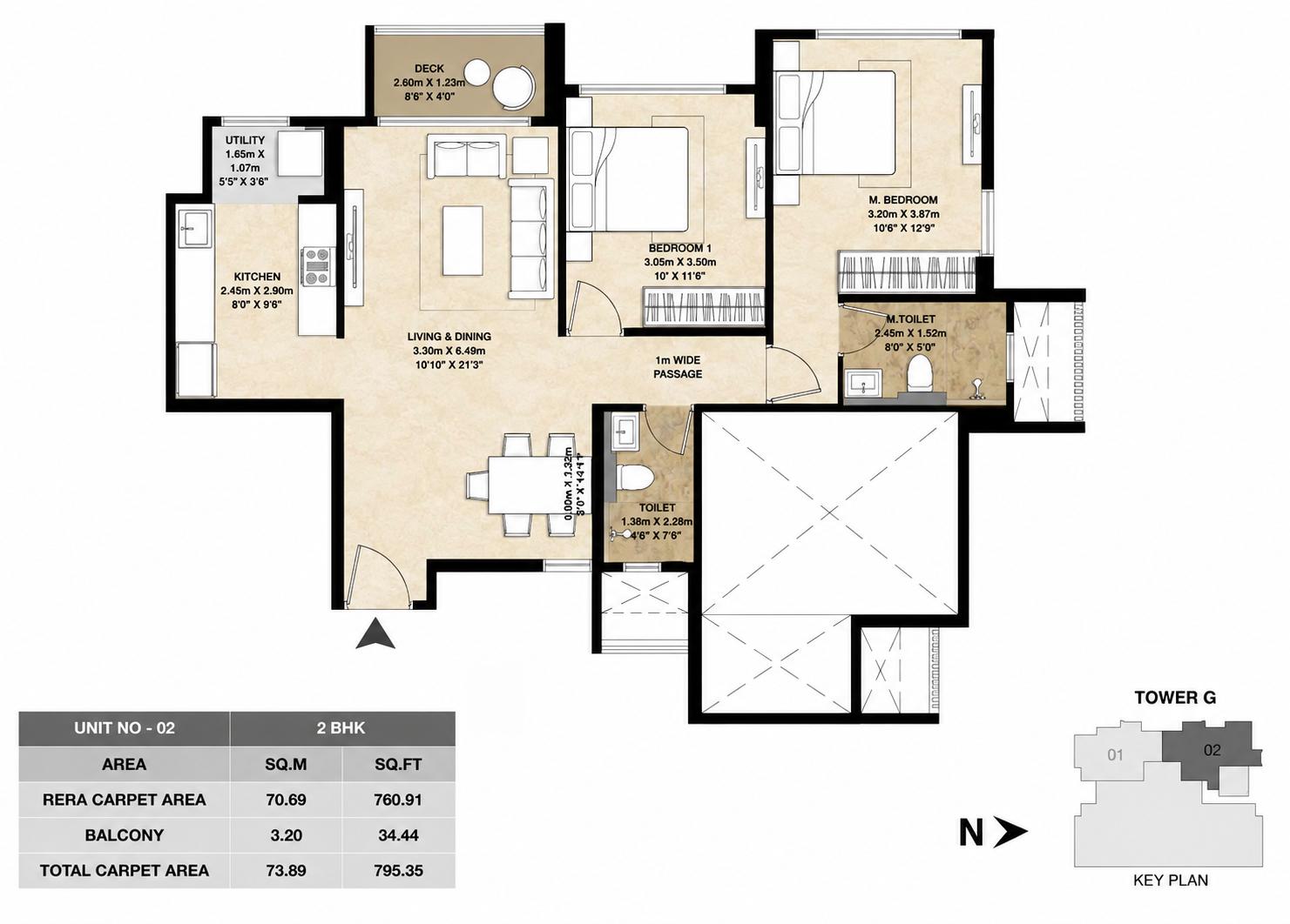 2BHK floor plan