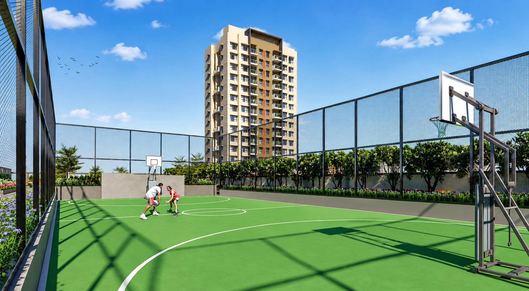 Basketball court at Mahindra Marina64, Malad West
